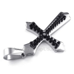 Collier Avec Pendentif Croix En Titane Noir (Chaîne Gratuite)