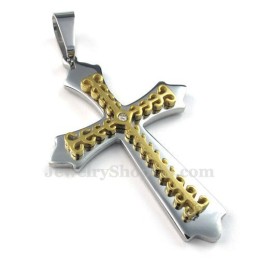 Collier Pendentif Croix En Titane Doré (Chaîne Gratuite)