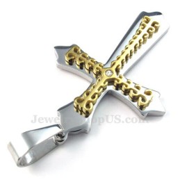 Collier Pendentif Croix En Titane Doré (Chaîne Gratuite)
