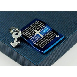 Pendentif Masculin En Titane Bleu Robuste - Chaîne Offerte