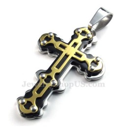 Collier Avec Pendentif Croix Noire En Titane Et Or (Chaîne Offerte)