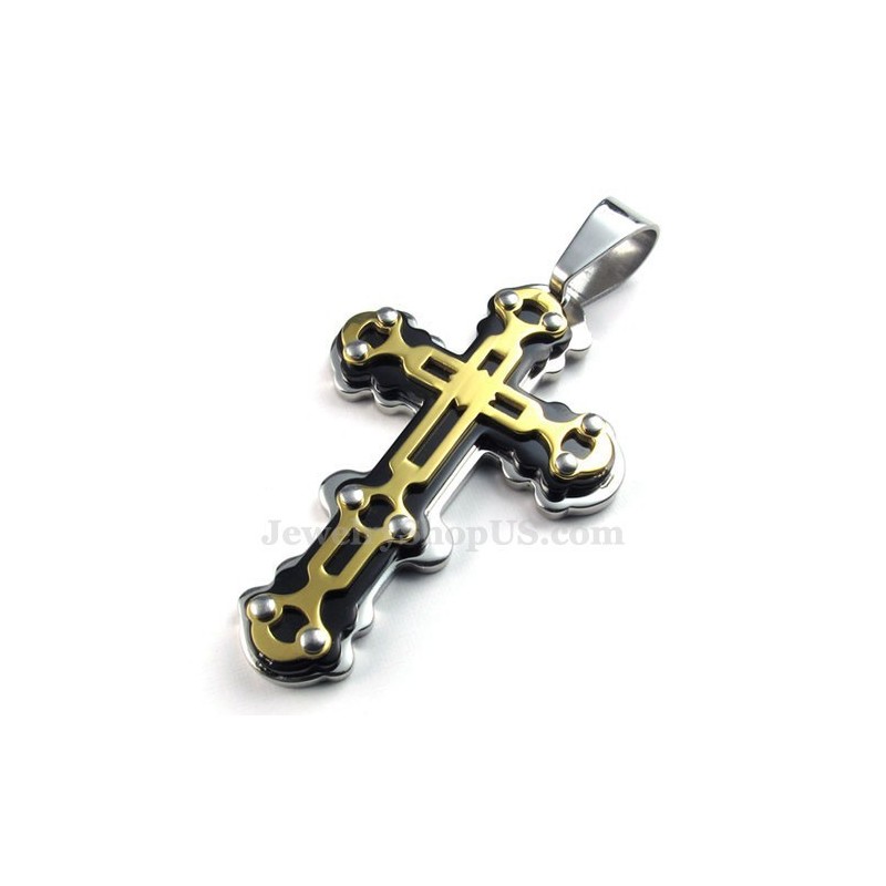 Collier Avec Pendentif Croix Noire En Titane Et Or (Chaîne Offerte) Collier Avec Pendentif Croix Noire En Titane Et Or (Chaîne Offerte)