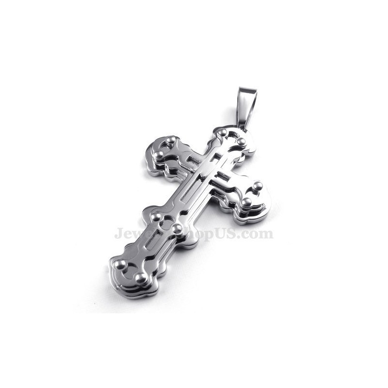 Collier Pendentif Croix En Titane Argenté Pour Homme (Chaîne Offerte) Collier Pendentif Croix En Titane Argenté Pour Homme (Chaîne Offerte)