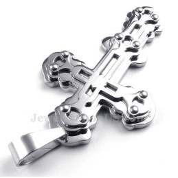Collier Pendentif Croix En Titane Argenté Pour Homme (Chaîne Offerte)