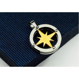 Pendentif En Titane Pour Homme Golden Star Circle - Chaîne Offerte