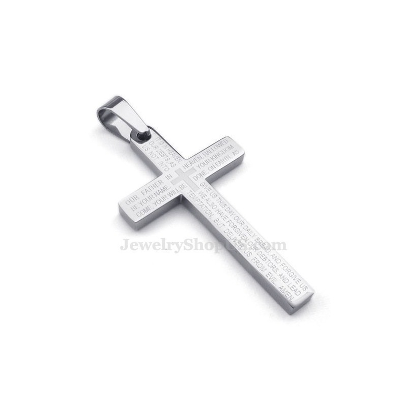 Collier Pendentif Croix En Titane Avec Inscription « Écriture » (Chaîne Gratuite) Collier Pendentif Croix En Titane Avec Inscription « Écriture » (Chaîne Gratuite)