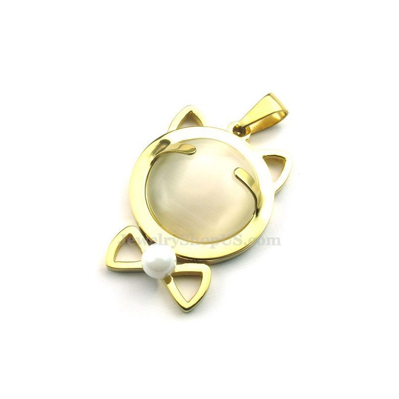 Collier Avec Pendentif Œil De Chat En Titane Doré (Chaîne Offerte) Collier Avec Pendentif Œil De Chat En Titane Doré (Chaîne Offerte)