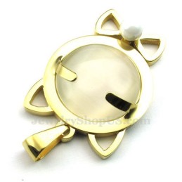 Collier Avec Pendentif Œil De Chat En Titane Doré (Chaîne Offerte)