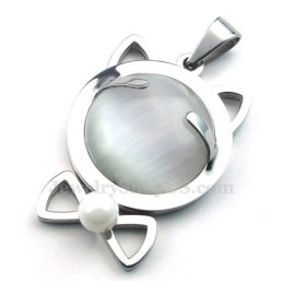 Collier Avec Pendentif Œil De Chat En Argent Et Titane (Chaîne Offerte)