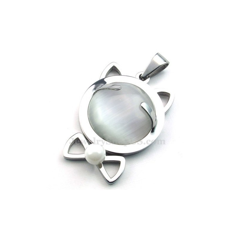 Collier Avec Pendentif Œil De Chat En Argent Et Titane (Chaîne Offerte)