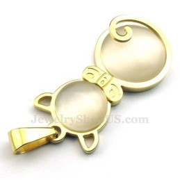 Collier Avec Pendentif Œil De Chat En Titane Doré (Chaîne Offerte)