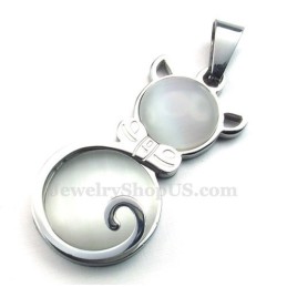 Collier Avec Pendentif Œil De Chat En Argent Et Titane (Chaîne Offerte)