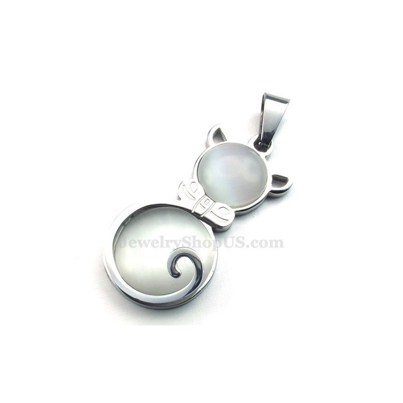 Collier Avec Pendentif Œil De Chat En Argent Et Titane (Chaîne Offerte) Collier Avec Pendentif Œil De Chat En Argent Et Titane (Chaîne Offerte)