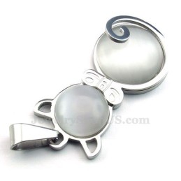 Collier Avec Pendentif Œil De Chat En Argent Et Titane (Chaîne Offerte)