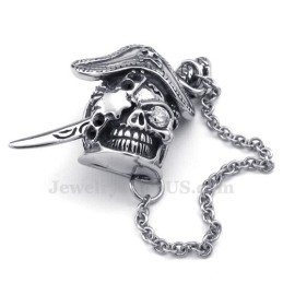 Collier Élégant Avec Pendentif Tête De Mort En Titane Pour Homme (Chaîne Offerte)