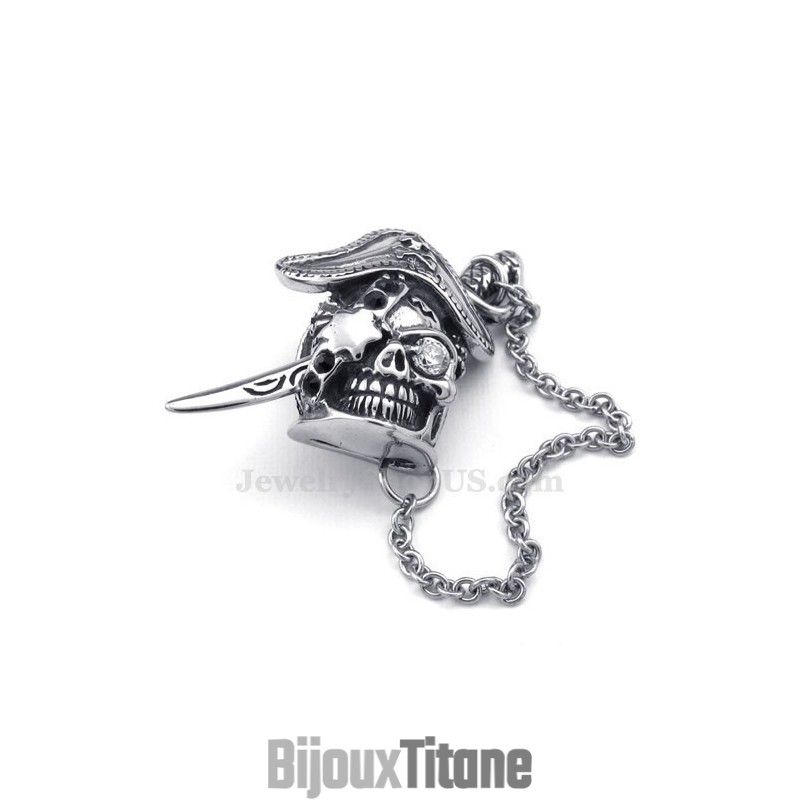 Collier Élégant Avec Pendentif Tête De Mort En Titane Pour Homme (Chaîne Offerte) Collier Élégant Avec Pendentif Tête De Mort En Titane Pour Homme (Chaîne Offerte)