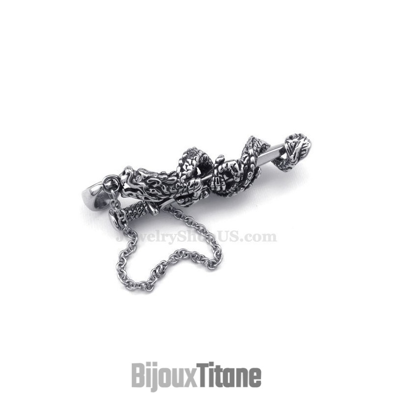 Collier Pendentif Épée De Dragon En Titane (Chaîne Gratuite)