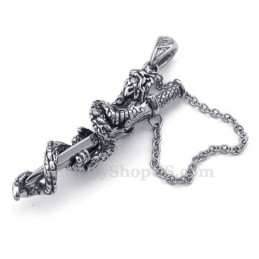 Collier Pendentif Épée De Dragon En Titane (Chaîne Gratuite)