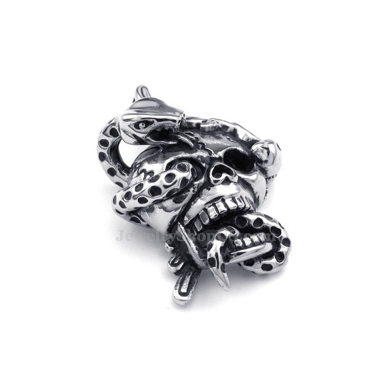 Collier Pendentif Serpent Tête De Mort En Titane (Chaîne Gratuite) Collier Pendentif Serpent Tête De Mort En Titane (Chaîne Gratuite)