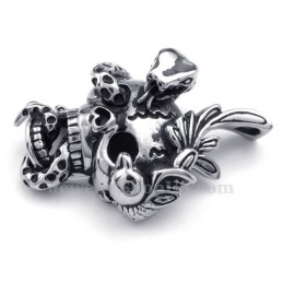 Collier Pendentif Serpent Tête De Mort En Titane (Chaîne Gratuite)