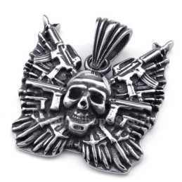 Collier Pendentif Tête De Mort En Titane (Chaîne Gratuite)