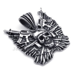 Collier Pendentif Tête De Mort En Titane (Chaîne Gratuite)