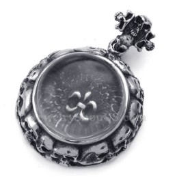 Collier Pendentif Croix En Titane Orné D'Un Crâne (Chaîne Offerte)