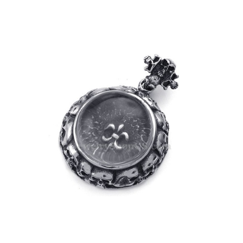 Collier Pendentif Croix En Titane Orné D'Un Crâne (Chaîne Offerte) Collier Pendentif Croix En Titane Orné D'Un Crâne (Chaîne Offerte)