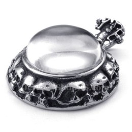 Collier Pendentif Croix En Titane Orné D'Un Crâne (Chaîne Offerte)