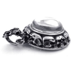 Collier Pendentif Croix En Titane Orné D'Un Crâne (Chaîne Offerte)