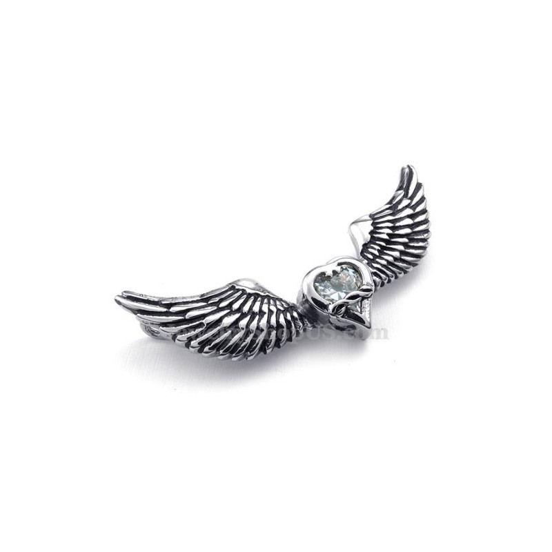 Collier Avec Pendentif Ailes En Titane Et Zircon Blanc (Chaîne Offerte) Collier Avec Pendentif Ailes En Titane Et Zircon Blanc (Chaîne Offerte)