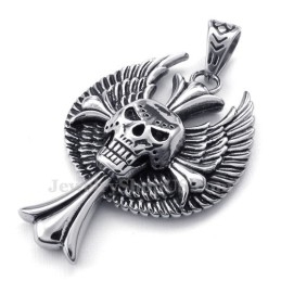 Collier Avec Pendentif En Forme De Croix Et De Crâne En Titane (Chaîne Offerte)