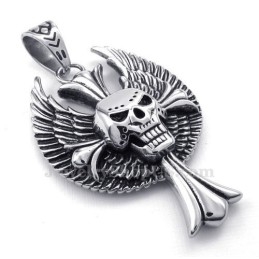 Collier Avec Pendentif En Forme De Croix Et De Crâne En Titane (Chaîne Offerte)