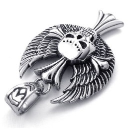 Collier Avec Pendentif En Forme De Croix Et De Crâne En Titane (Chaîne Offerte)