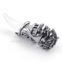 Collier Pendentif Exquis En Titane Avec Crocs De Loup (Chaîne Gratuite)