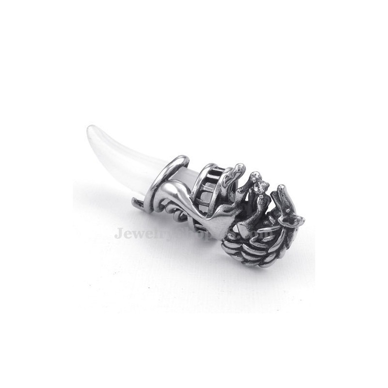 Collier Pendentif Exquis En Titane Avec Crocs De Loup (Chaîne Gratuite)