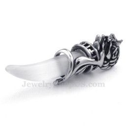 Collier Pendentif Exquis En Titane Avec Crocs De Loup (Chaîne Gratuite)
