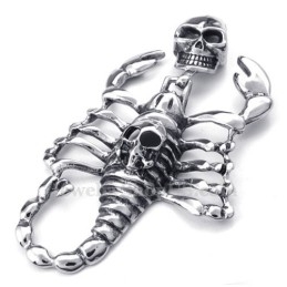 Collier Avec Pendentif Tête De Mort Et Scorpion En Titane Pour Homme (Chaîne Offerte)