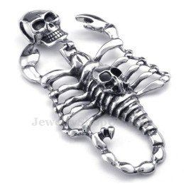 Collier Avec Pendentif Tête De Mort Et Scorpion En Titane Pour Homme (Chaîne Offerte)