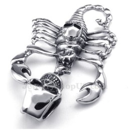 Collier Avec Pendentif Tête De Mort Et Scorpion En Titane Pour Homme (Chaîne Offerte)