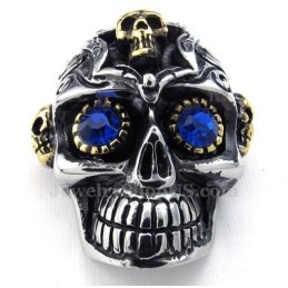 Collier Pendentif Tête De Mort En Titane Aux Yeux Bleus (Chaîne Offerte)