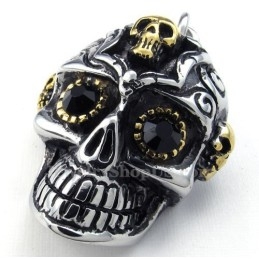 Collier Pendentif Tête De Mort En Titane Black Eyes (Chaîne Gratuite)