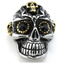 Collier Pendentif Tête De Mort En Titane Black Eyes (Chaîne Gratuite)
