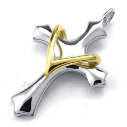 Collier Pendentif Croix En Titane Avec Amour Et Cœur (Chaîne Gratuite)