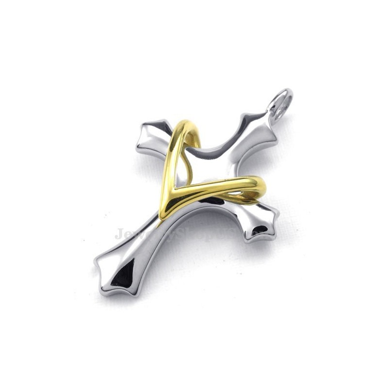 Collier Pendentif Croix En Titane Avec Amour Et Cœur (Chaîne Gratuite) Collier Pendentif Croix En Titane Avec Amour Et Cœur (Chaîne Gratuite)