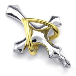 Collier Pendentif Croix En Titane Avec Amour Et Cœur (Chaîne Gratuite)