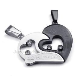 Collier Pendentif Cœur En Titane Pour Couple (Chaîne Offerte) (Une Paire)