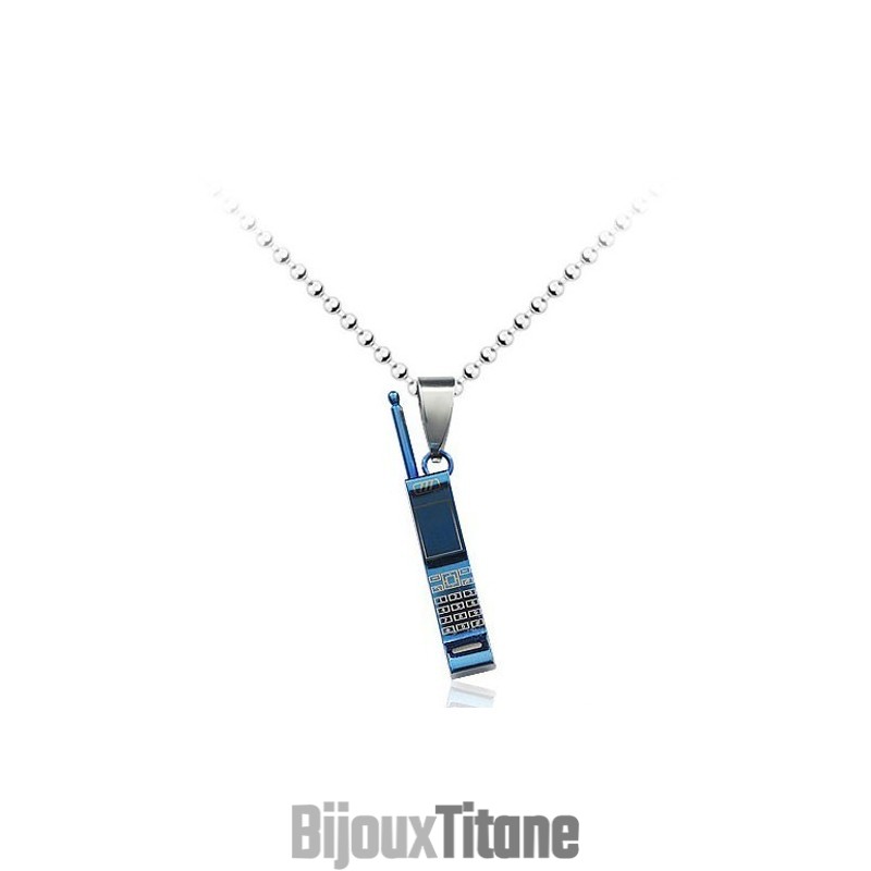 Pendentif De Téléphone Portable Bleu En Titane Pour Homme, Nouveau Style – Chaîne Offerte