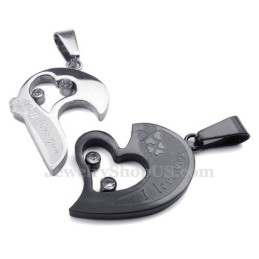 Collier Pendentif Cœur En Titane Pour Couple (Chaîne Offerte) (Une Paire)