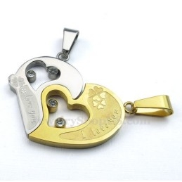 Collier Avec Pendentif En Titane Pour Couple, Style Puzzle, Cadeau D'Amour (Chaîne Offerte) (Une Paire)